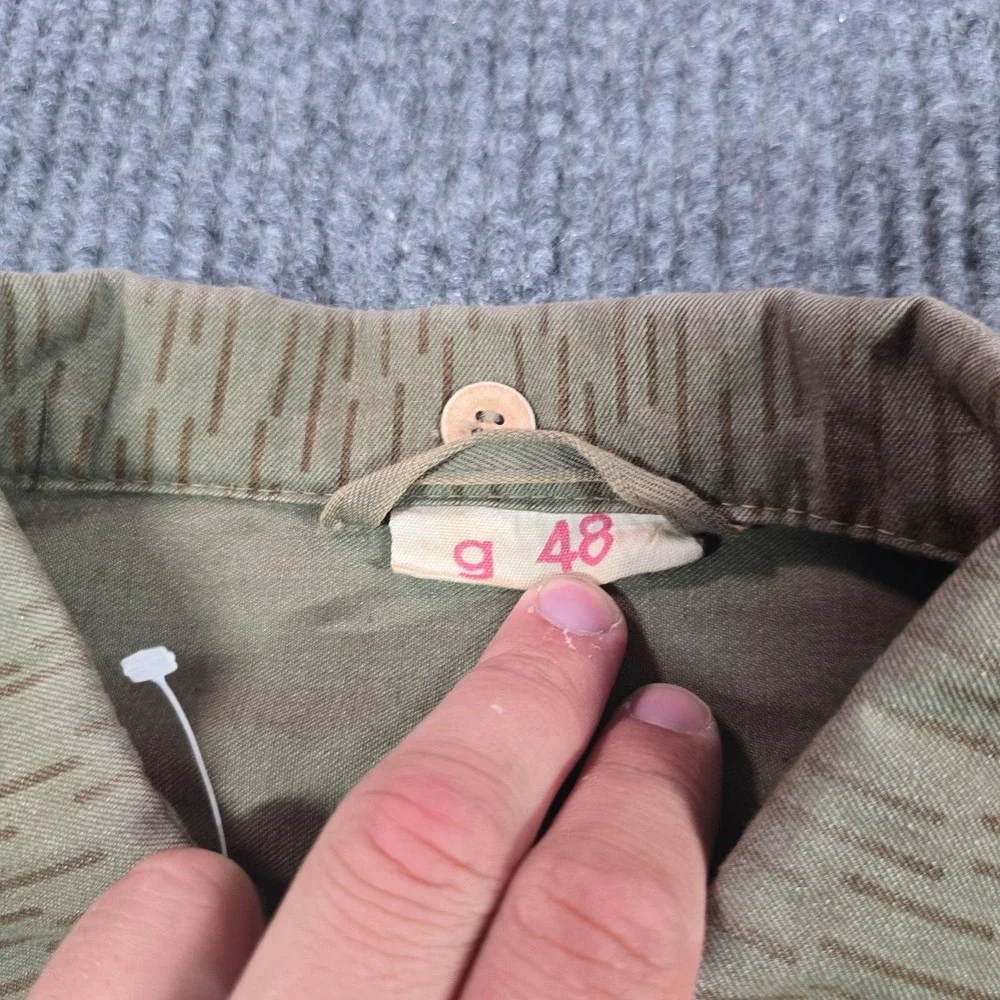 Vintage Military Jacket Mens G48 Green Rain Camo Cotton Button Front Army